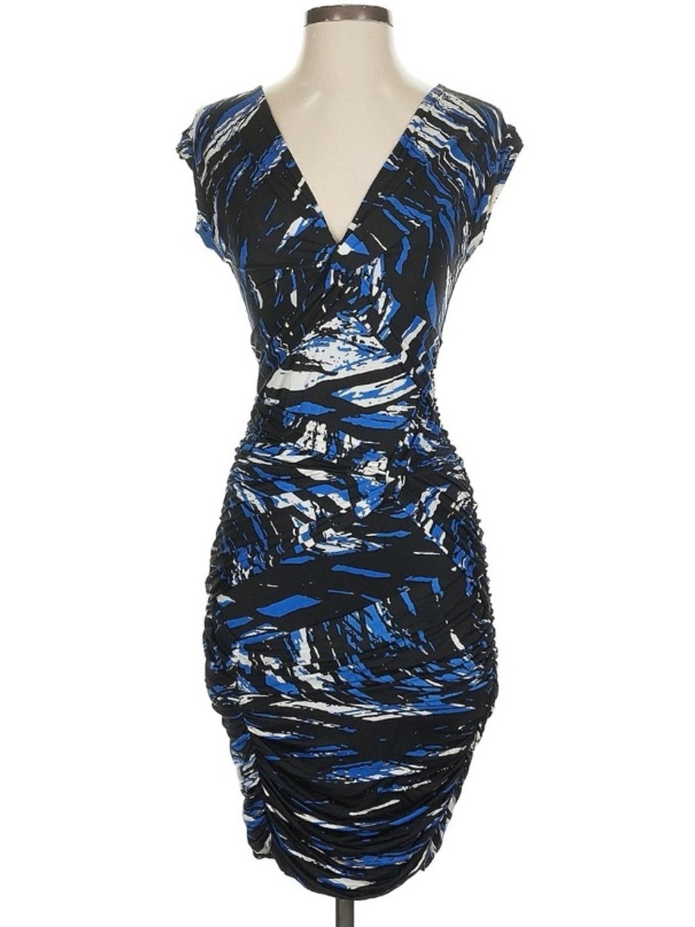 🖤 BCBGMaxAzria Larkspur Blue Ruched Bodycon Dress Y2K Bodycon Office Going Out